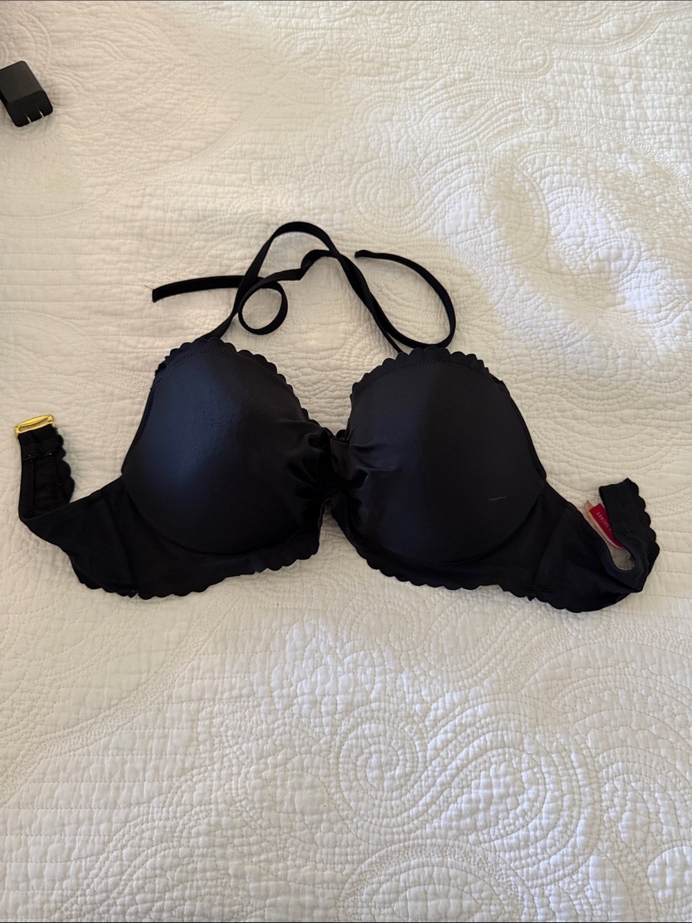 Victoria's Secret Black Scalloped Halter Push-Up Bra
